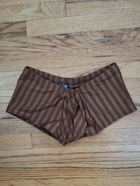 Vintage Male Power Striped Brown Underwear_1